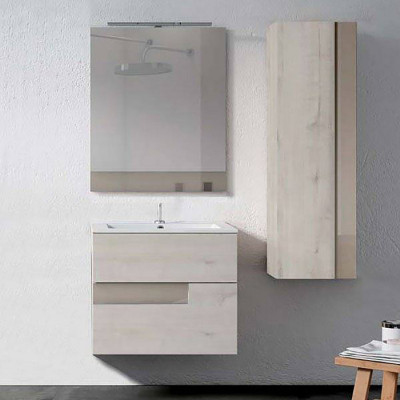 Mueble suspendido modelo Vision de Promobath color blanco abedul/tortora