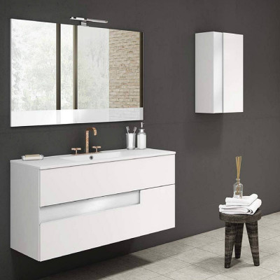 Mueble suspendido modelo Vision de Promobath color blanco brillo/blanco