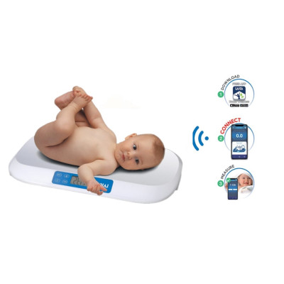 Báscula con bluetooth de bebes de Laica color blanco con detalle azul