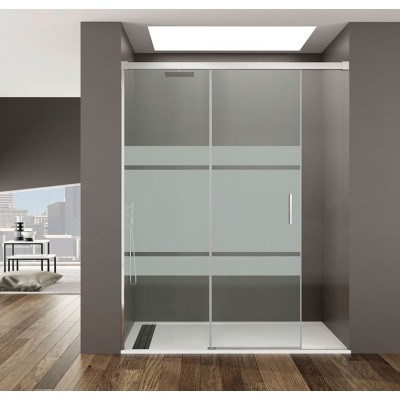 Mampara con panel fijo más puerta corredera modelo Basic Free de Gme color cromado