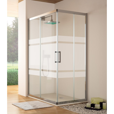 Mampara serie 300 angular cristal decorado